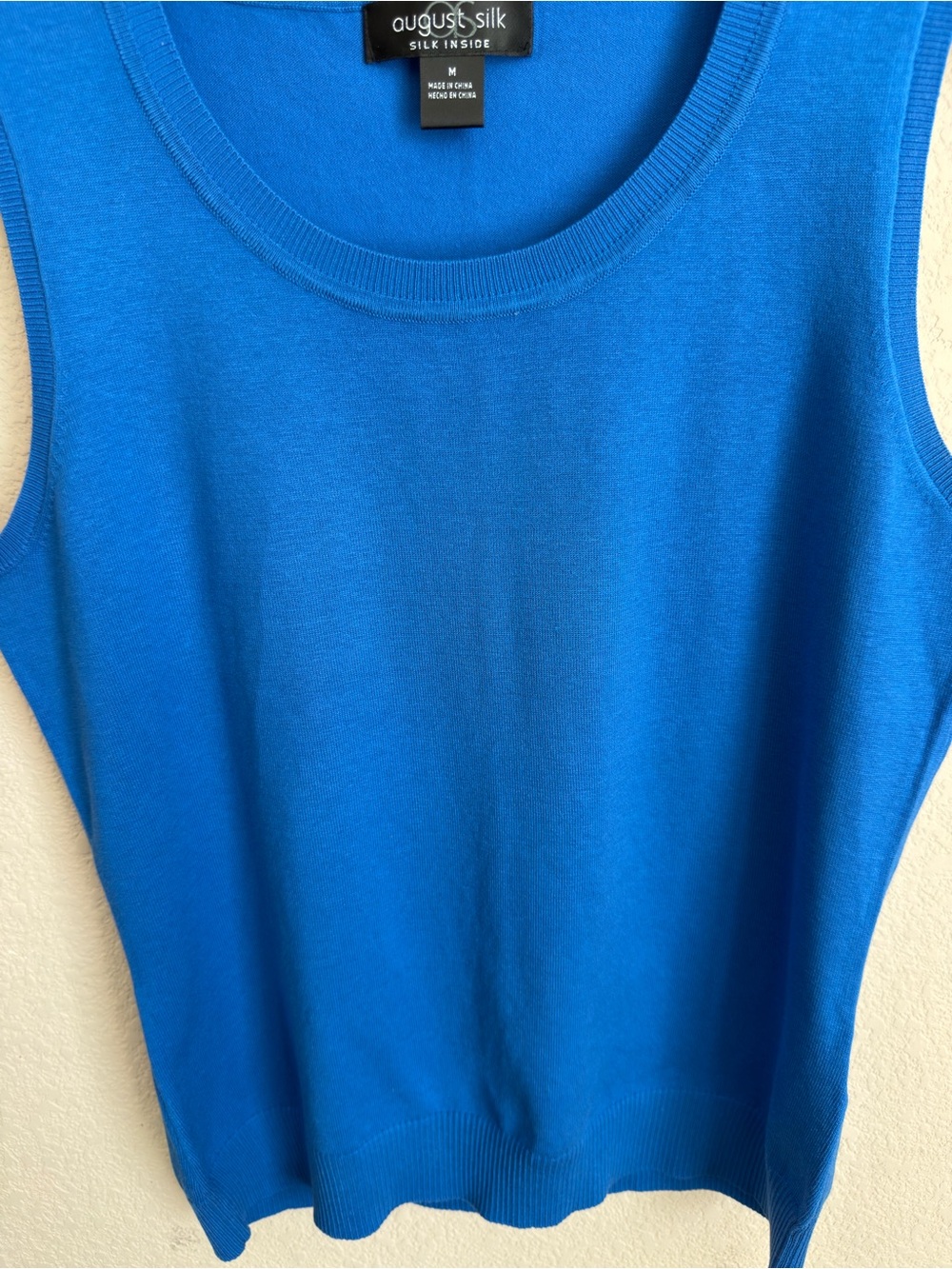 Silk Blend Sleeveless Sweater Tank August Silk M Cobalt Blue Knit Shell Layering - Picture 9 of 15